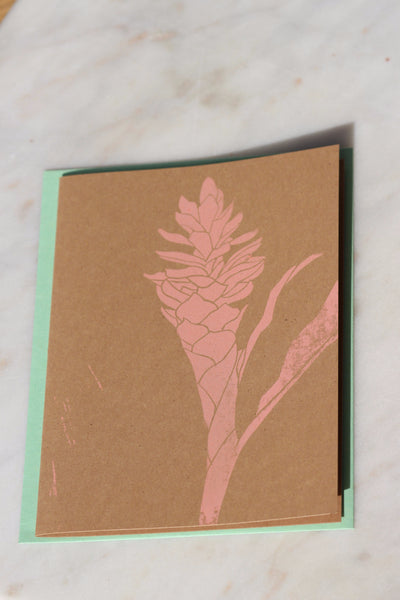 Pink Ginger Greeting Card - Hawaii Made